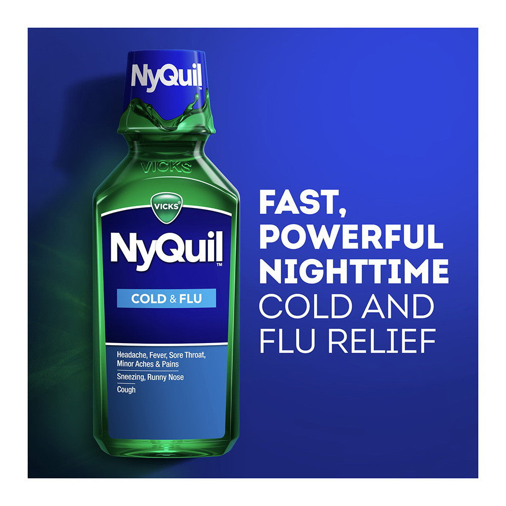 Vicks Nyquil Cold And Flu Relief Liquid Original Flavor, Twin Pack, 12 Oz